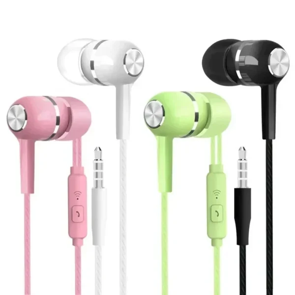 Fones de ouvido com fio 3.5mm, intra-auriculares esportivos, graves, celular, fone de ouvido estéreo com microfone, controle de volume, música - Imagem 6