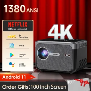 Projetor portátil Android 11 Versão Google Netflix Licença Oficial Projetor 4k 5G WiFi Dolby Projetor de feixe de home theater