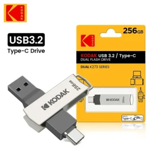 KODAK-USB Type C Flash Drive, Pendrive de alta velocidade, Memory Stick duplo para Smartphone, Laptop, 256GB, 128GB, 32GB