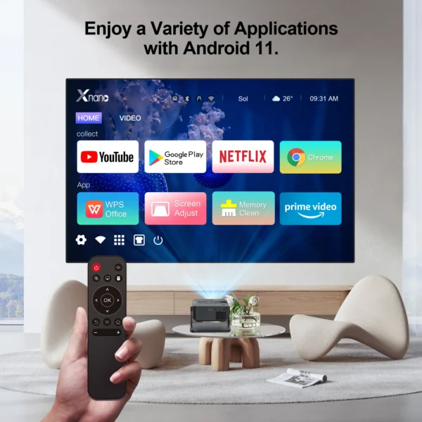 Salange ha109 mini projetor android11 wifi6 bt5.0 280 ansi 720p smart home theater tv smartphone para 1080p 4k vídeo cinema em casa - Imagem 2