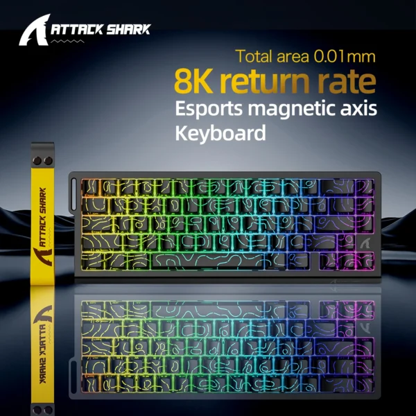 X68he ataque tubarão teclado magnético para jogos mecânico com fio para pro gaming 0.01mm gatilho rápido 8000hz socd/rs 0.125ms 128k taxa - Imagem 2