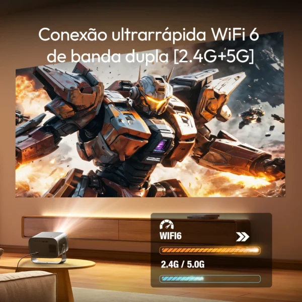 Vevshao a12 projetor mini portátil led vídeo android 11.0 wifi 6 espelho smartphone para 1080p 4k vídeo projetor de cinema em casa - Imagem 6