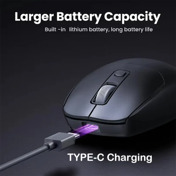 Mouse Bluetooth 5.2 + 2.4G Dual Mode - Silencioso, Recarregável 1600DPI para Games (Win/Mac) - Imagem 5
