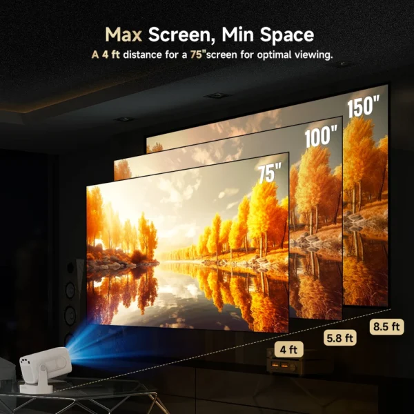 Magcubic HY310 Projetor 4K Suportado 1080P Android 11 Foco Automático 330 ANSI WiFi6 BT5.4 Air Mouse Controle de Voz Portátil Casa - Imagem 4