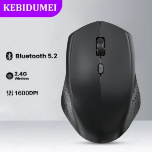 Mouse Bluetooth 5.2 + 2.4G Dual Mode - Silencioso, Recarregável 1600DPI para Games (Win/Mac)