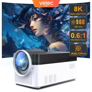 Projetor Velec 900ANSI Android 11 8K 4K HY450 BT5.4 WiFi6 Ultra Short Throw Auto Offset Foco Eletrônico Projetor de Home Theater