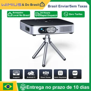 WiMiUS Q3 Mini Projetor Android 11.0 Projetor DLP Recarregável Ultra Short Throw WiFi Bluetooth Projetor FHD 1080P Suporte