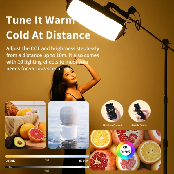 Ulanzi AL60 60W Luz LED inflável CRI 96+ para fotografia de retrato TVC com carregamento tipo C Lâmpada dobrável para tiro ao ar livre - Imagem 2