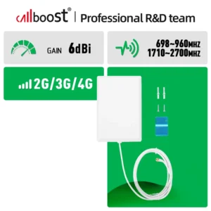 Antena de painel interno callboost 6dbi n-macho 698 ~ 960/1710 ~ 2700 para antena amplificadora repetidora de sinal móvel com cabo de 2m