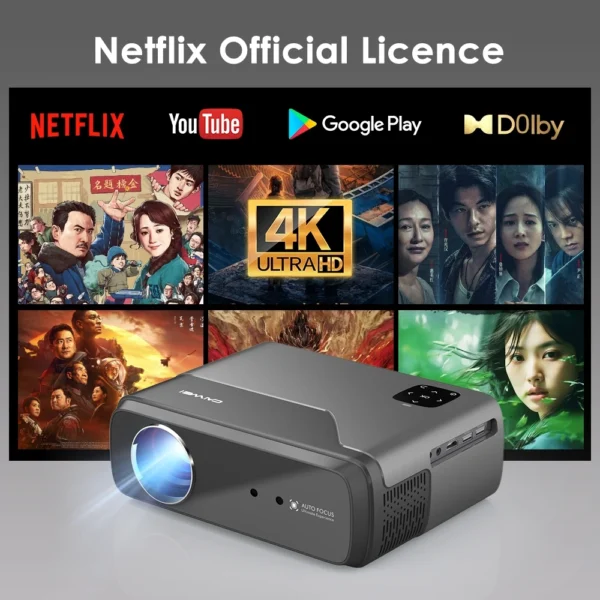 [Google TV Android 14] [Licença Oficial Netflix] projetor portátil 4k 5G WiFi Mini projetor Dolby Beam Projetor Home Theater