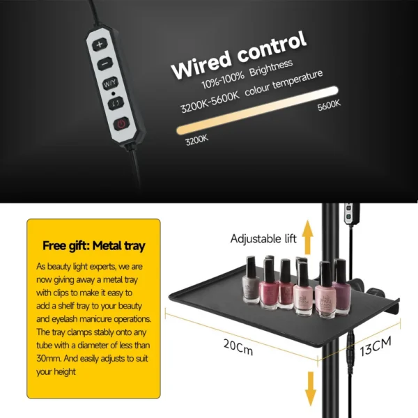 Novo logotipo personalizado 2025 16 polegadas 24w salão de beleza mesa de unhas cama facial lâmpada clip-on com meia lua led lash extensão manicure lâmpada - Imagem 5