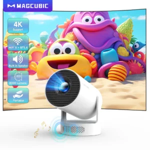 Magcubic HY300 Pro + Projetor 4K Full HD 720P Alto-falante embutido 8000 lúmens Android 11 WiFi BT5.4 Projetor para reuniões ao ar livre