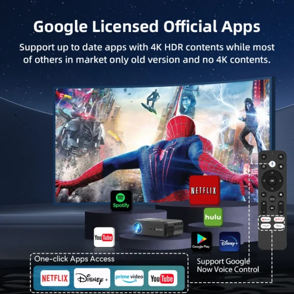 Projetor LED inteligente 4K HDR Android TV 11 1080P Full HD 5G WiFi Suporte de foco automático Dolby Áudio Portátil Home Theater Cinema IPTV - Imagem 4