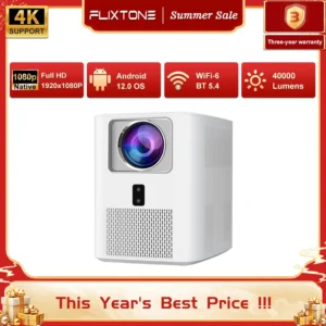 FlixTone E800 Projetor 2K 4K Full HD 3000 ANSI Projetor para filmes Smart tv Android Data Show Home Cinema WiFi 6 PK DLP Beamer