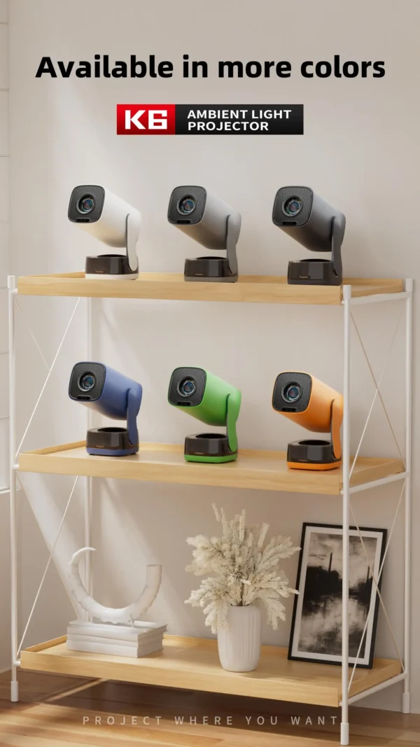 Yinzam K6 Mini Projetor Nativo 1080P Max 4K Projetor Inteligente com Luzes Coloridas Avançadas Android 13 Alto-falante Embutido Max 150 polegadas - Imagem 3