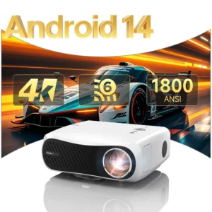 Mais novo Android 14 Netflix Licenciado Projetor 4K Home Cinema 5G WiFi 6 Projetor de Vídeo Portátil LaSEr Versão Google 1800 ANSI