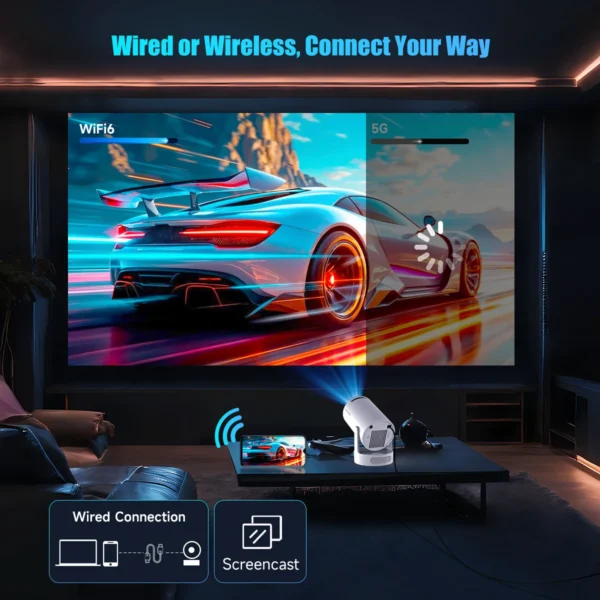 Magcubic HY300 Pro + 4K Android 11 Projetor 8000 Lumens WiFi 6 Projetor de Filme Portátil Home Alto-falante Embutido 720P HD Suporte - Imagem 5