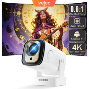 Projetor Velec 330 ANSI Android 11 BT5.4 4K 1080P com bolsa de armazenamento Projetor portátil remoto de voz com foco automático HY260 Pro