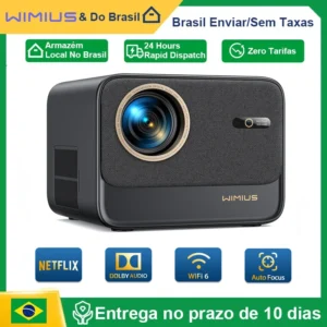 Projetor Wimius K9 4k 30000Lumens Netflix Oficialmente Foco Automático/Keystone FHD 1080p WIFI 6 Suporte Bluetooth Dolby Home Theater