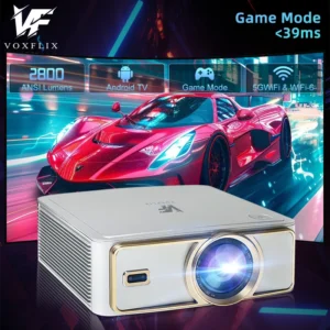 Voxflix m25 projetor de jogo 1080p suporte 4k baixo atraso 39ms para jogos wifi hd bluetooth mesma tela 2800 ansi android tv beamer