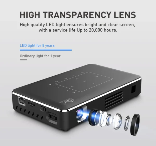 WZATCO P10 DLP Projetor 3D Smart WIFI MINI Projetores Suporte FULL HD 4K Home Theater LED Beamer Projetor Bateria embutida - Imagem 4