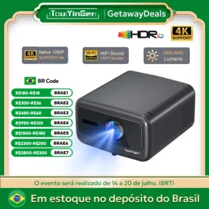 Touyinger Q12W PRO Full HD 1080P Projetor 4K 2800 ANSI Android 12 Projetor de feixe de cinema para vídeo de conferência de educação doméstica