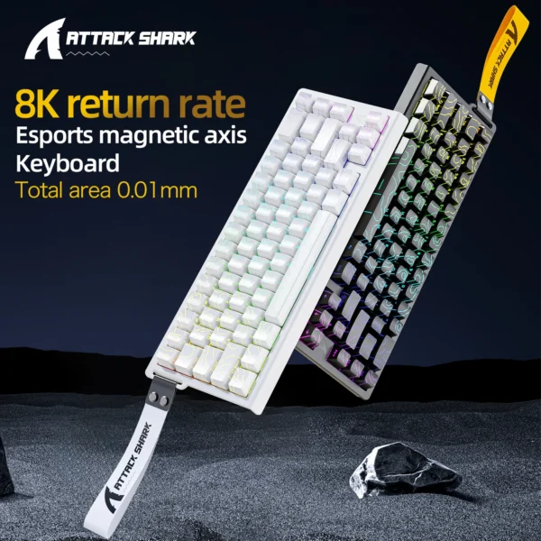 X68he ataque tubarão teclado magnético para jogos mecânico com fio para pro gaming 0.01mm gatilho rápido 8000hz socd/rs 0.125ms 128k taxa - Imagem 3
