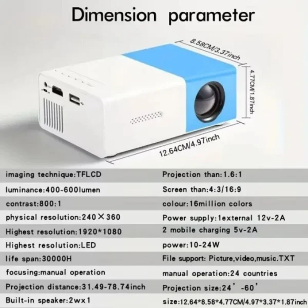 Mini portátil yg300 led ao ar livre mini hd 1080p projetor móvel projetor infantil ultra-clara mini projetor portátil - Imagem 2