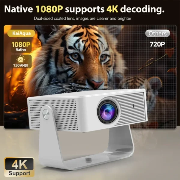 KaiAqua 650ANSI L018 4K Projetor Portátil Nativo 1080P Foco Automático Correção Keystone Android 11 BT5.2 WIFI6 360 ° Cinema em casa - Imagem 3