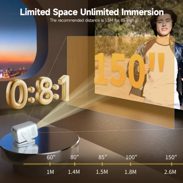 Magcubic HY310X 4K Mini Projetor de foco automático com Full HD 1080P 420ANSI Android 11 Keystone para projetor de suporte de teatro ao ar livre - Imagem 6