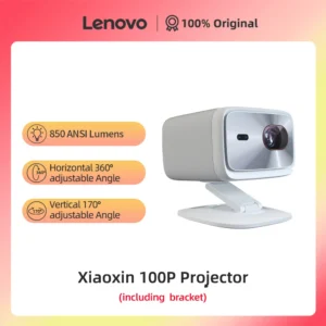 Projetor lenovo xiaoxin 100p original, 850 ansi, foco automático, wi-fi6, home theater inteligente, 360 ptz, suporte 4k hd, projetor portátil
