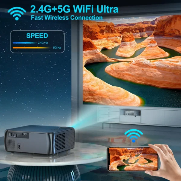 Projetores Wimius K8 4K, 5G, Wi-Fi, Bluetooth, Full HD, 1080p, 15000 Contraste, 4P, 4D Keystone, Vídeo ao ar livre - Imagem 3