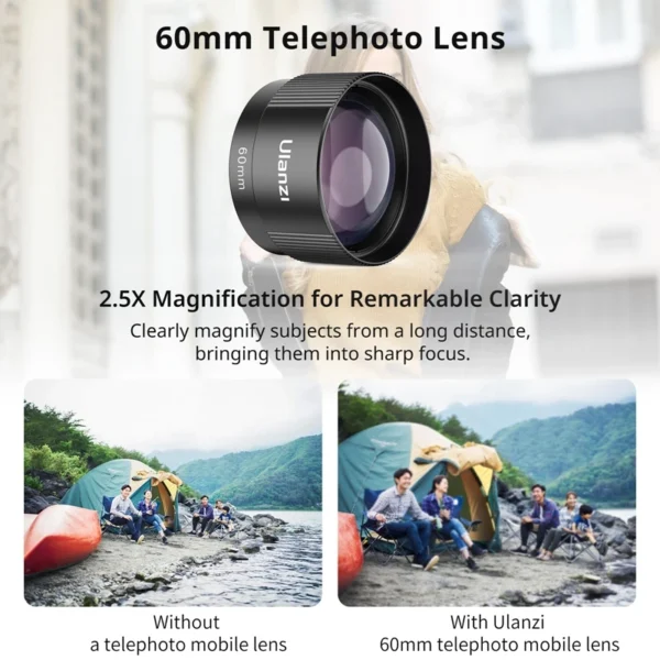 Ulanzi Lente Móvel Universal 75mm Macro/8mm Fisheye/16mm Grande Angular/60mm Telefoto Lente de Telefone para Fotografia Videografia - Imagem 4