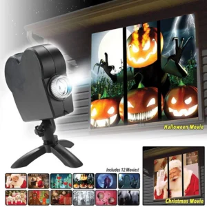 Halloween natal projetor ao ar livre feriado led lâmpada de projeção holográfica à prova dwaterproof água 12 filmes assustador festa luzes palco ue