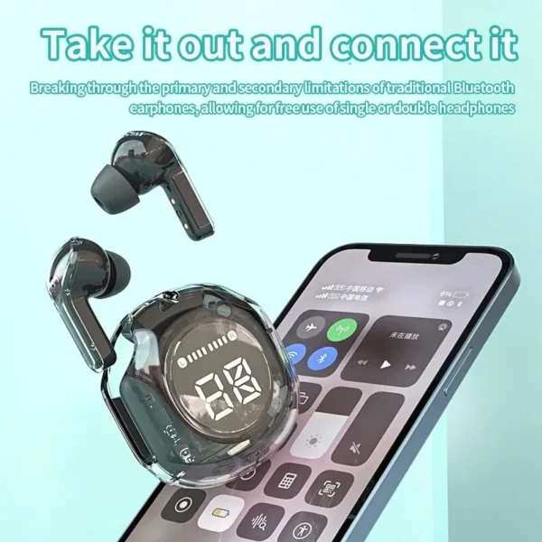 T8 pro tws fones de ouvido bluetooth transparente com display digital led sem fio fone de ouvido para xiaomi huawei iphone fone de ouvido - Imagem 2