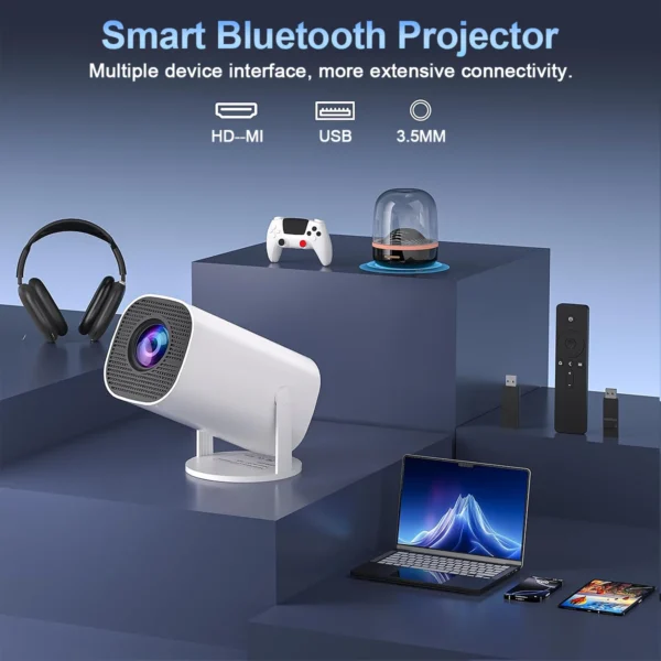 Mini Projetor com WiFi e Bluetooth, Suporte 4K, Sistema Android, Portátil para Home Theater, Negócios, Jogos - Imagem 6