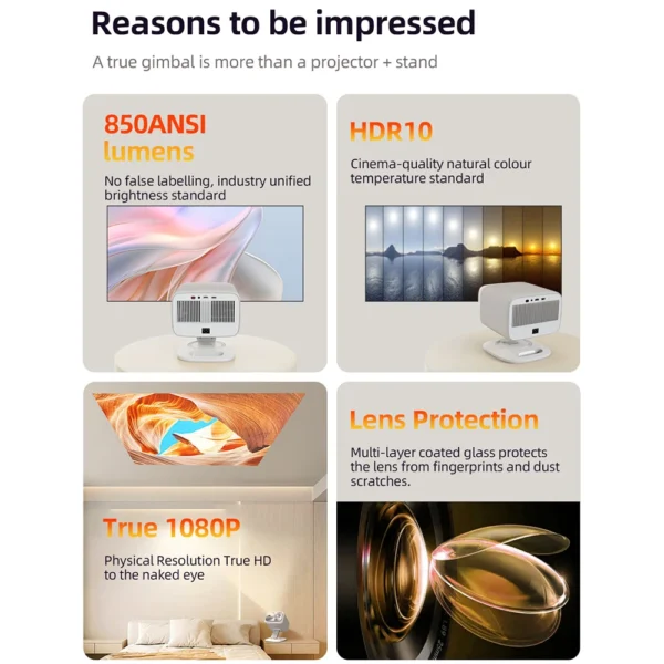 Projetor lenovo xiaoxin 100p original, 850 ansi, foco automático, wi-fi6, home theater inteligente, 360 ptz, suporte 4k hd, projetor portátil - Imagem 3