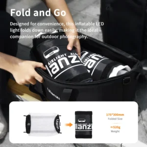 Ulanzi AL60 60W Luz LED inflável CRI 96+ para fotografia de retrato TVC com carregamento tipo C Lâmpada dobrável para tiro ao ar livre