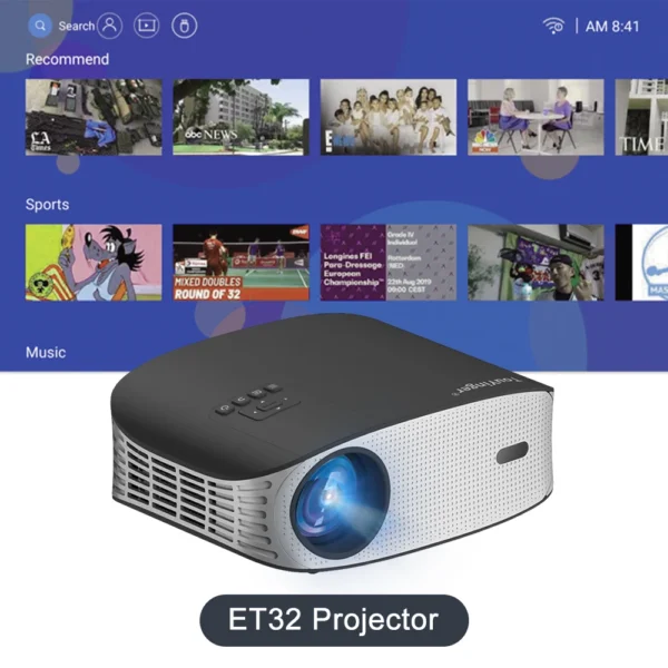 Touyinger ET32 1500ANSI Full HD 4K Projetor 5G WIFI Home theater Media Video Player Smart Beamer - Imagem 2