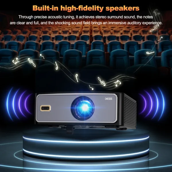 Projetor DESS 4K BT5.0 Dual Band WiFi6 2000 Lumens à prova de poeira Foco automático Correção Keystone Suporte 1080P HD Projetor LED - Imagem 6