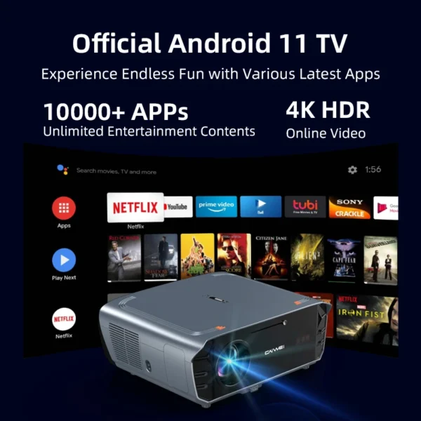 [2000 ANSI e Google TV] Projetor de TV inteligente de filmes 4K WiFi Projetor de vídeo doméstico com foco automático Projetor inteligente Netflix e Google Play - Imagem 6