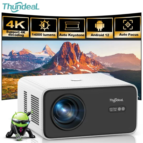 ThundeaL TD85SE 2K 4K Full HD 1080P Projetor de vídeo Android Auto Focus TD85W TD85 Home Theater 3D LED Projetor de feixe portátil