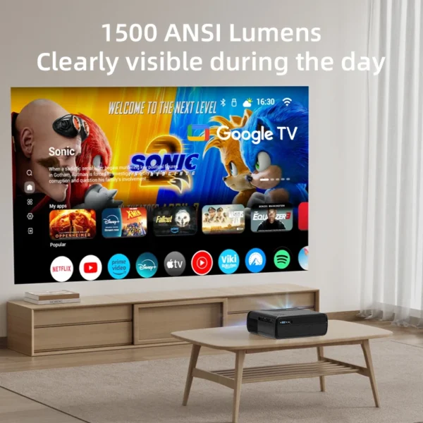 Projetor portátil CAIWEI A8+ Google TV 4K Ultra HD 1080P Android 14 Auto Keystone Focus Home Cinema Projetores Smart TV para áreas externas - Imagem 2