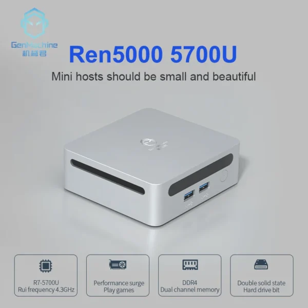 2025 genmachine novo mini pc 5700u windows 11 ryzen suporte windows 11 ddr4 3200mhz amd wifi6 max 64gb computador de jogos diy