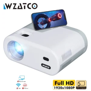 WZATCO-Mini Projetores com Tela Espelhada, Suporte Bluetooth, WiFi, Full HD, 1080P, 4K, LED, Home Theater, DP02W