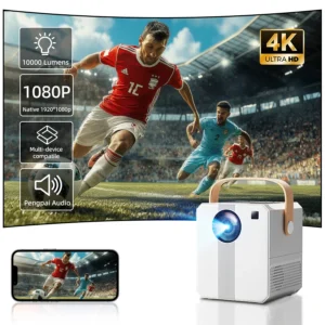 Projetor 4K Ultra HD, sistema Android integrado, conexão WiFi 5G para projeção de tela de telefone, compacto e portátil, adequado para