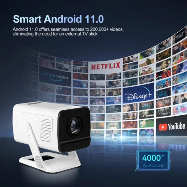 Pg310 300ansi 4k projetor android 11 projetor wifi6 bt5.4 mini projetor portátil cinema em casa inteligente pk hy320 mini projetor - Imagem 6