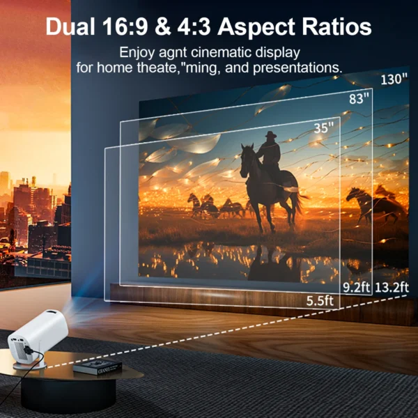 Mini Projetor com WiFi e Bluetooth, Suporte 4K, Sistema Android, Portátil para Home Theater, Negócios, Jogos - Imagem 4