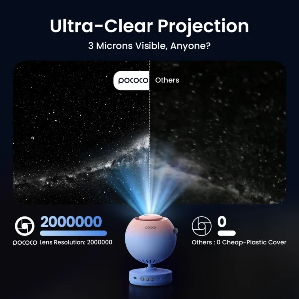 POCOCO Galaxy Projetor Galaxy Light Projetor Estrelas Lâmpada de luz noturna com luz suave de alta definição para crianças - Imagem 2