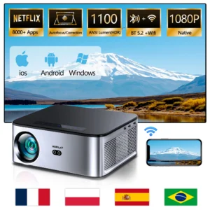 Horlat android 4k projetor 26000 lúmen 8k decodificar vídeo áudio home theater autofocus keystone 5g wifi portátil projetor beamer